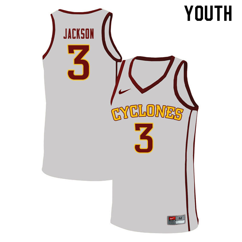 Youth #3 Tre Jackson Iowa State Cyclones College Basketball Jerseys Sale-White